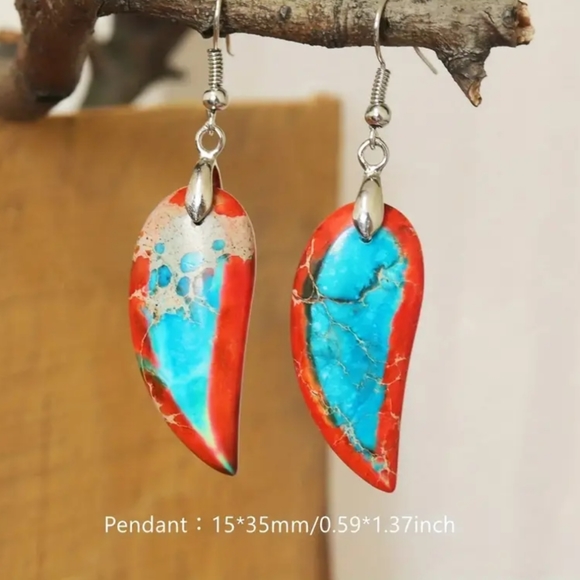 ✨New✨ Emperor Stone Leaf earrings - Picture 2 of 2
